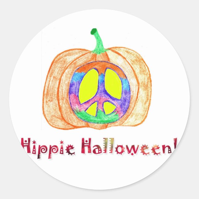 Hippie Halloween Funny Pumpkin Sticker (Front)