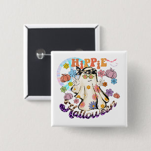 Hippie Halloween Ghost Retro Halloween 15 Cm Square Badge
