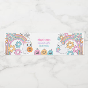 Hippie Halloween Ghost Water Bottle Label