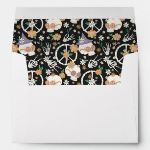 Hippie Halloween Skulls and Flowers Pattern Envelope