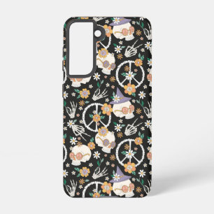 Hippie Halloween Skulls and Flowers Pattern Samsung Galaxy Case