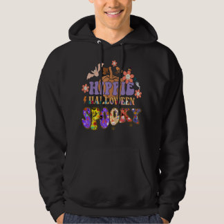 Hippie Halloween Spooky, Groovy Floral Ghost, Spoo Hoodie