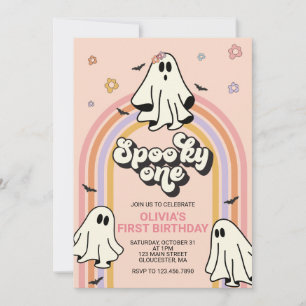 Hippie Halloween Spooky ONE Birthday Invitation
