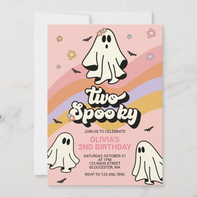 Hippie Halloween Two Spooky Birthday Invitation (Front)