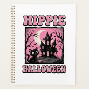 Hippie Halloween Vintage Haunted House Cat Shirt_1 Planner