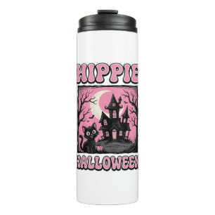 Hippie Halloween Vintage Haunted House Cat Shirt_1 Thermal Tumbler