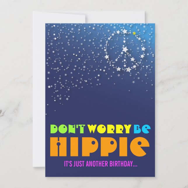 Hippie Happy 70th Birthday Peace Party Invitations (Front)