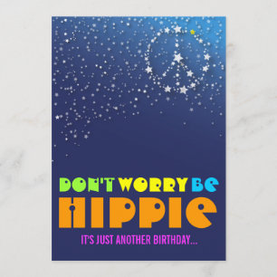 Hippie Happy 75th Birthday Peace Party Invitations