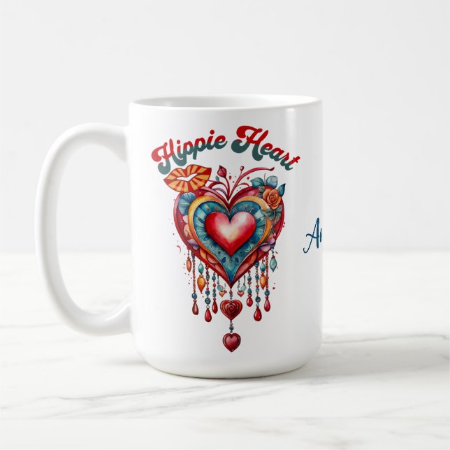 Hippie Heart Coffee 15 oz Mug (Left)