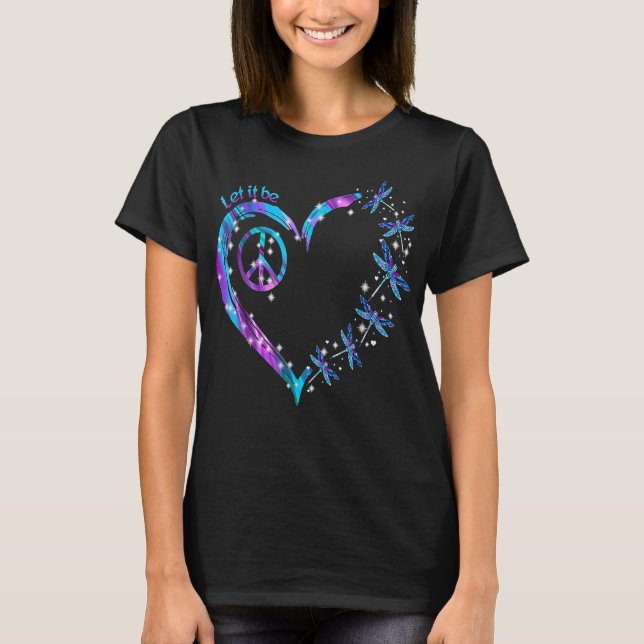 Hippie heart - dragonfly heart hippie colourful T-Shirt (Front)