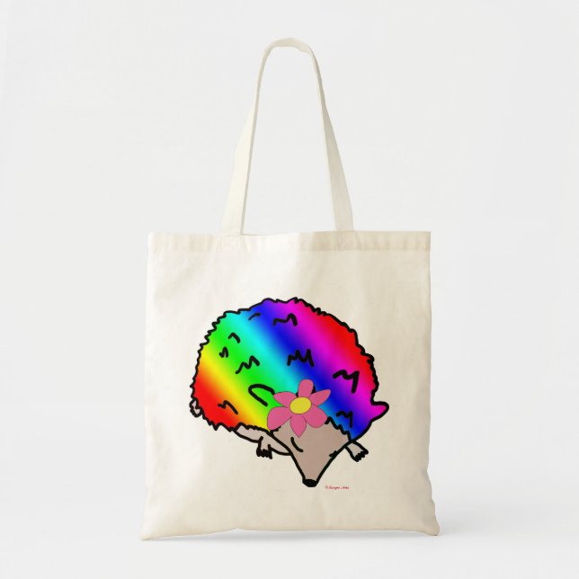 Hippie Hedgehog Rainbow Canvas Shopper Bag (Front)