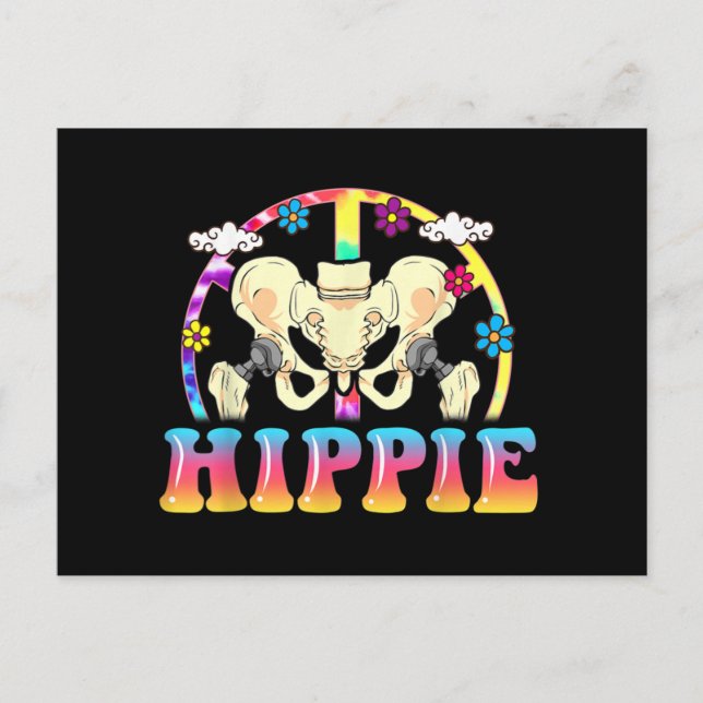 Hippie Hip Replacement Joint Surgery Funny Postcard (Front)