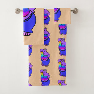 Hippie Hippo Bath Towel Set
