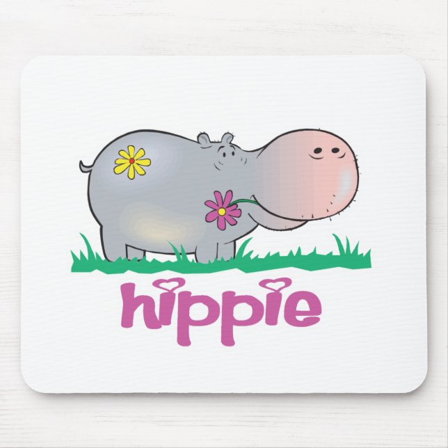 hippie hippo mouse mat (Front)