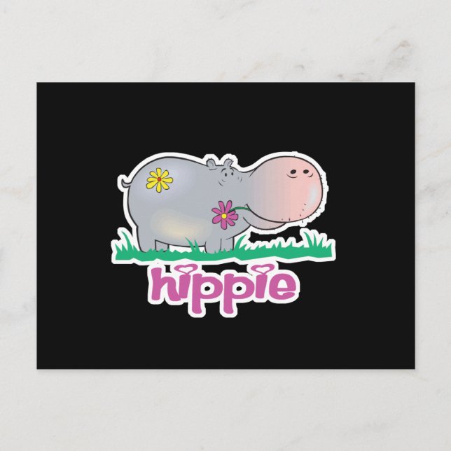 hippie hippo postcard (Front)
