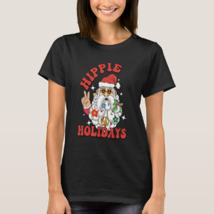 Hippie Holidays Peace Love Christmas Santa Claus P T-Shirt