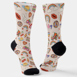 Hippie Icons Pattern Socks