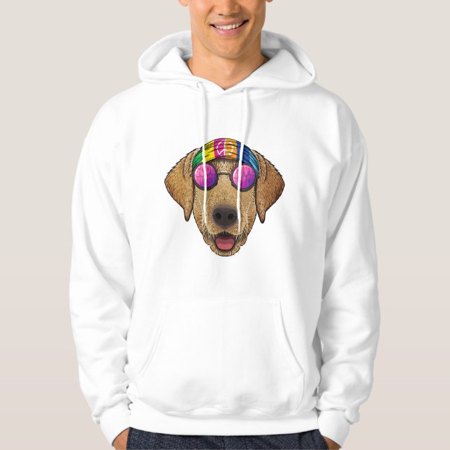 hippie labrador retriever love peace sign 70s hipp hoodie (Front)