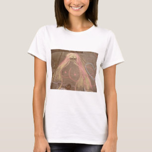 hippie lady goddess groovy chalk drawing T-Shirt