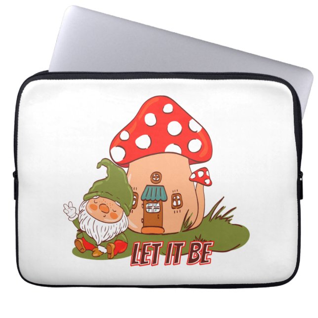 Hippie Let It Be Gnome Laptop Sleeve (Front)