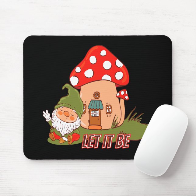 Hippie Let It Be Gnome Mouse Mat (With Mouse)