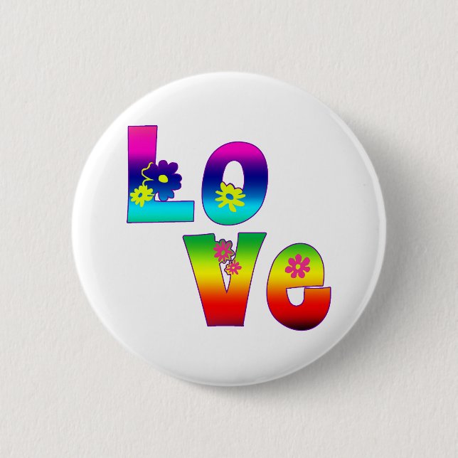 Hippie LOVE 6 Cm Round Badge (Front)
