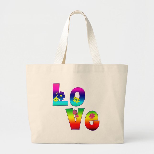Hippie LOVE Large Tote Bag (Front)