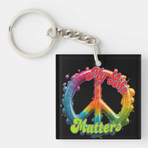 Hippie Love Peace Life Matters Custom Key Ring