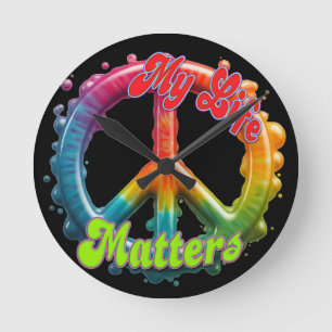 Hippie Love Peace Life Matters Custom Round Clock