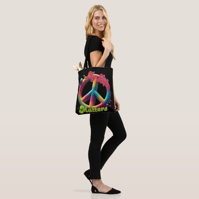 Hippie Love Peace Life Matters Custom  Tote Bag (On Model)