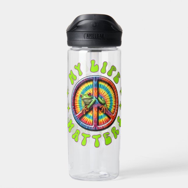 Hippie Love Peace Life Matters Custom  Water Bottle (Back)