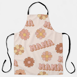 Hippie mama seamless pattern. Groovy background. M Apron