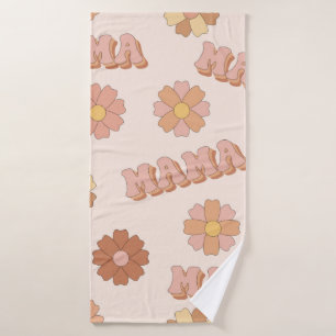 Hippie mama seamless pattern. Groovy background. M Bath Towel