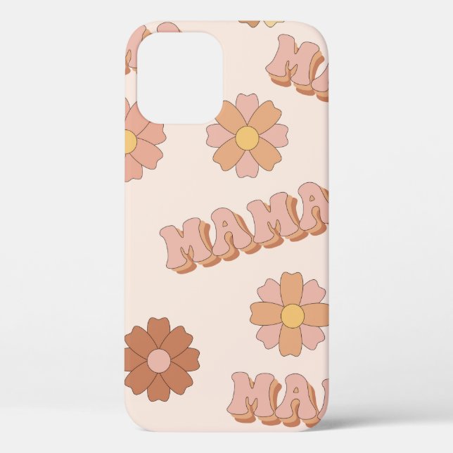 Hippie mama seamless pattern. Groovy background. M Case-Mate iPhone Case (Back)