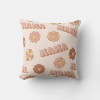 Hippie mama seamless pattern. Groovy background. M Cushion