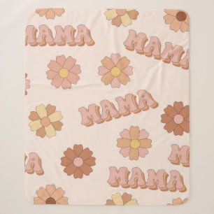 Hippie mama seamless pattern. Groovy background. M Sherpa Blanket
