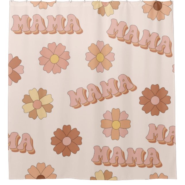 Hippie mama seamless pattern. Groovy background. M Shower Curtain (Front)