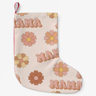 Hippie mama seamless pattern. Groovy background. M Small Christmas Stocking