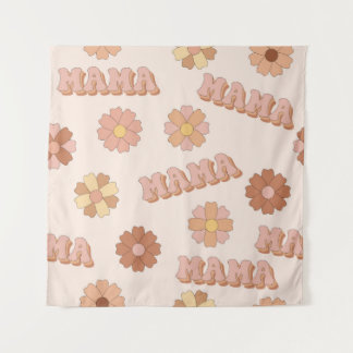 Hippie mama seamless pattern. Groovy background. M Tapestry