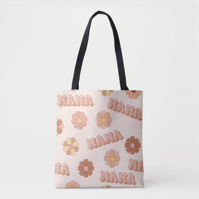 Hippie mama seamless pattern. Groovy background. M Tote Bag (Front)