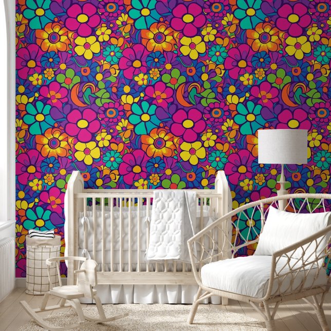 Hippie mod flowers 5 wallpaper (Kids)