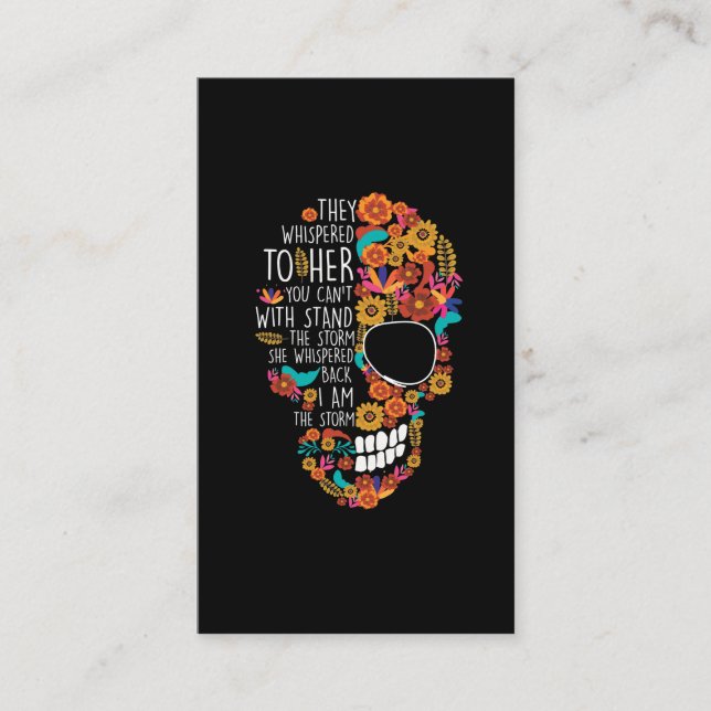 Hippie Mom Flower Sugar Skull Floral Business Card (Front)