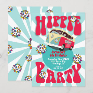 Hippie Party 1960's 1970's Themed Invitation