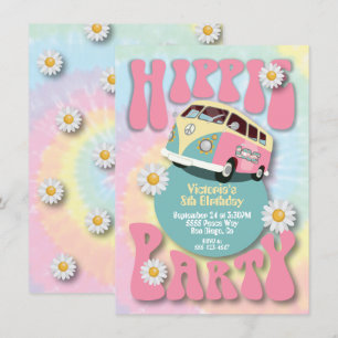 Hippie Party 1960's 1970's Themed Invitation