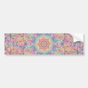 Hippie Pastel Colours Vintage Fractal Kaleidoscope Bumper Sticker
