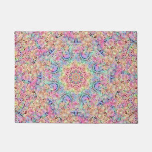 Hippie Pastel Colours Vintage Fractal Kaleidoscope Doormat