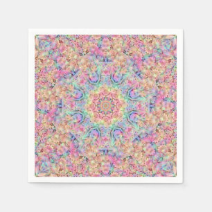 Hippie Pastel Colours Vintage Fractal Kaleidoscope Napkin