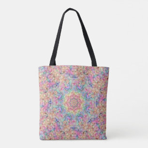 Hippie Pastel Colours Vintage Fractal Kaleidoscope Tote Bag