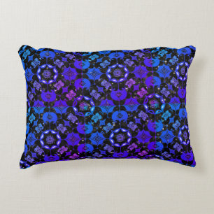 Hippie Patterned Geometric Blue Purple Black Decorative Cushion