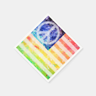 Hippie Peace Freak Flag Napkin
